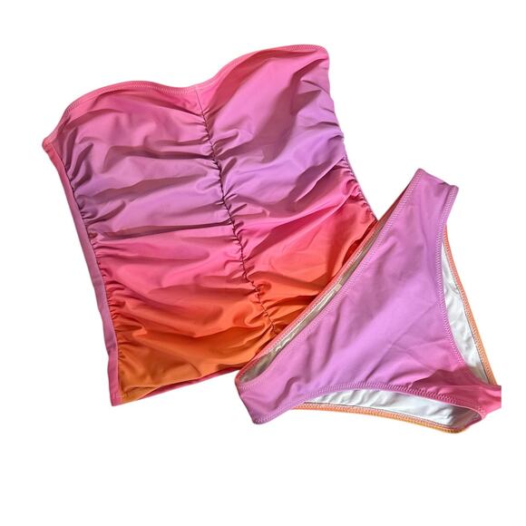 Beachsissi Women's Smocked Tummy Control Gradient Print Tankini Set Size M Multi - Picture 2 of 8